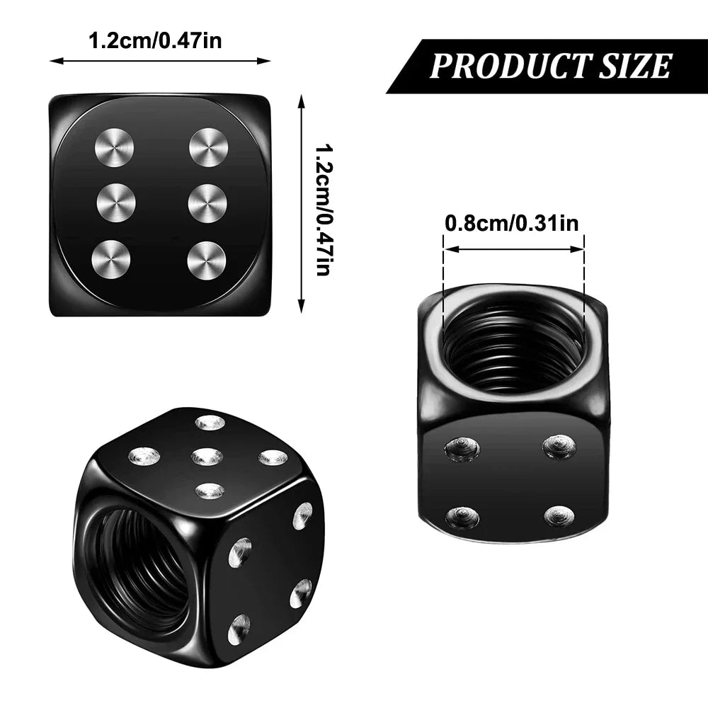 Aluminum Dice Tire Valve Cap Set for Car Motorcycle Bicycle or Truck