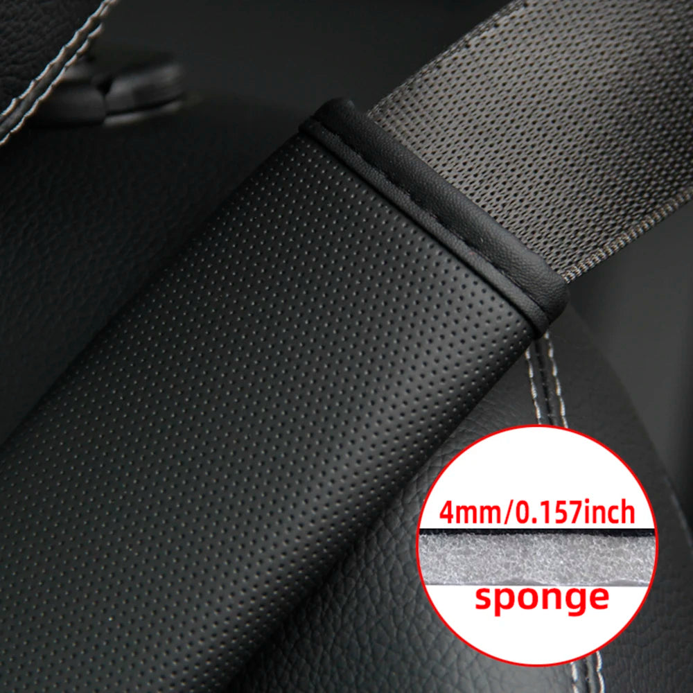 PU Leather Embossed Car Seat Belt Shoulder Cover – Comfort & Decompression Pad
