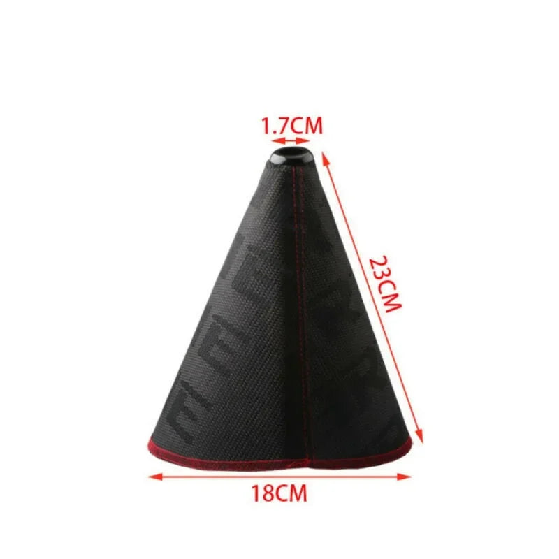 JDM Style Fabric Gear Shift Boot Cover with Red Stitching