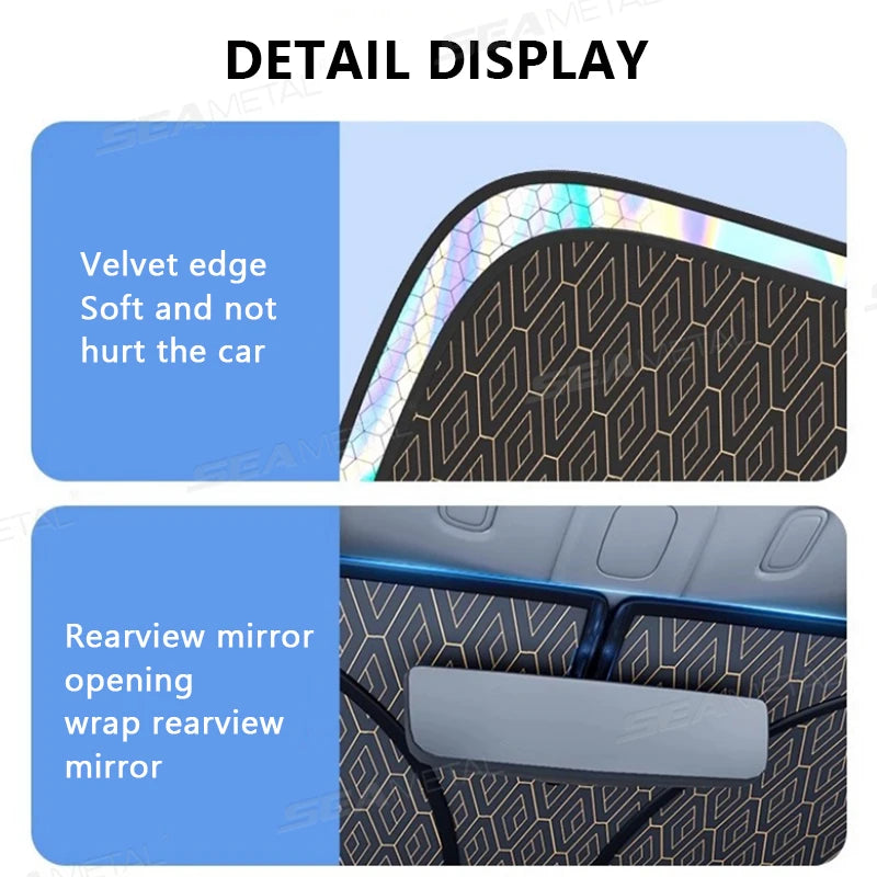SEAMETAL Foldable Windshield Sunshade Thick 5-Layer Windscreen Sun Protection Cover Privacy Curtain Universal for Sedan Suv Mpv