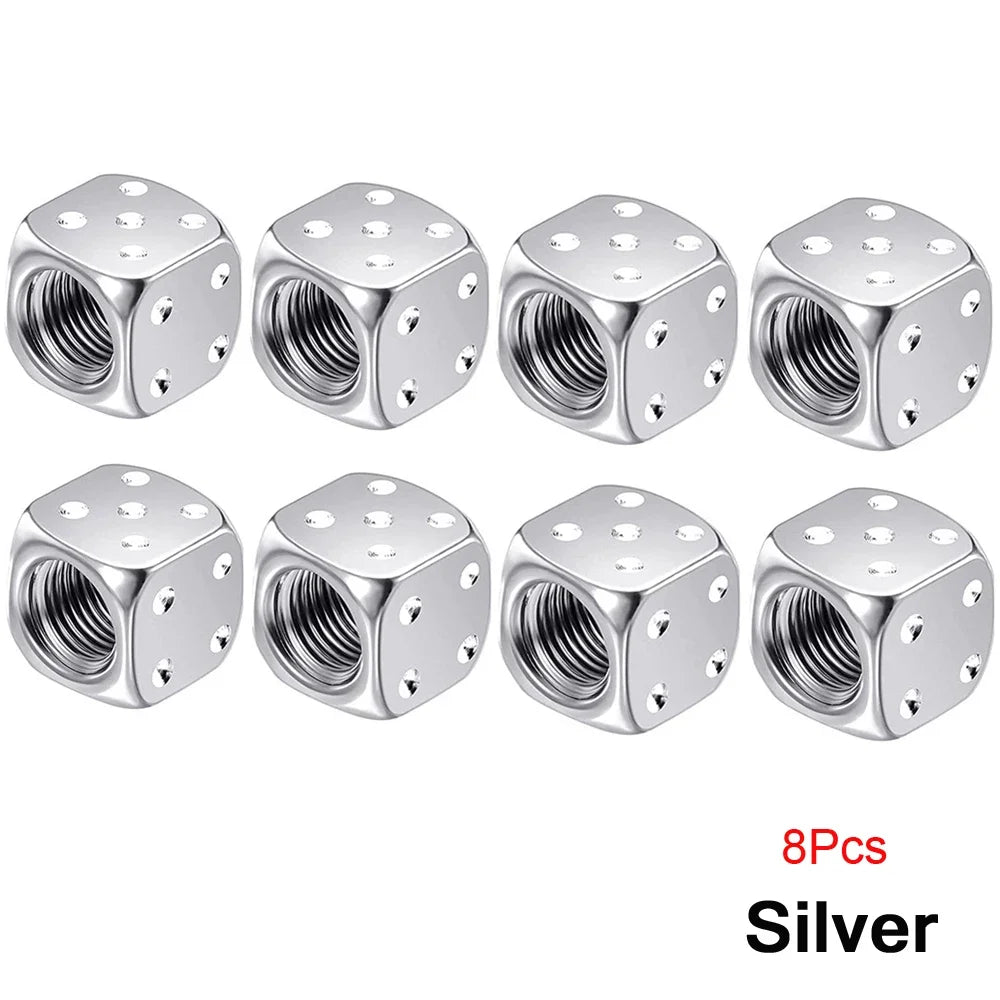 Aluminum Dice Tire Valve Cap Set for Car Motorcycle Bicycle or Truck