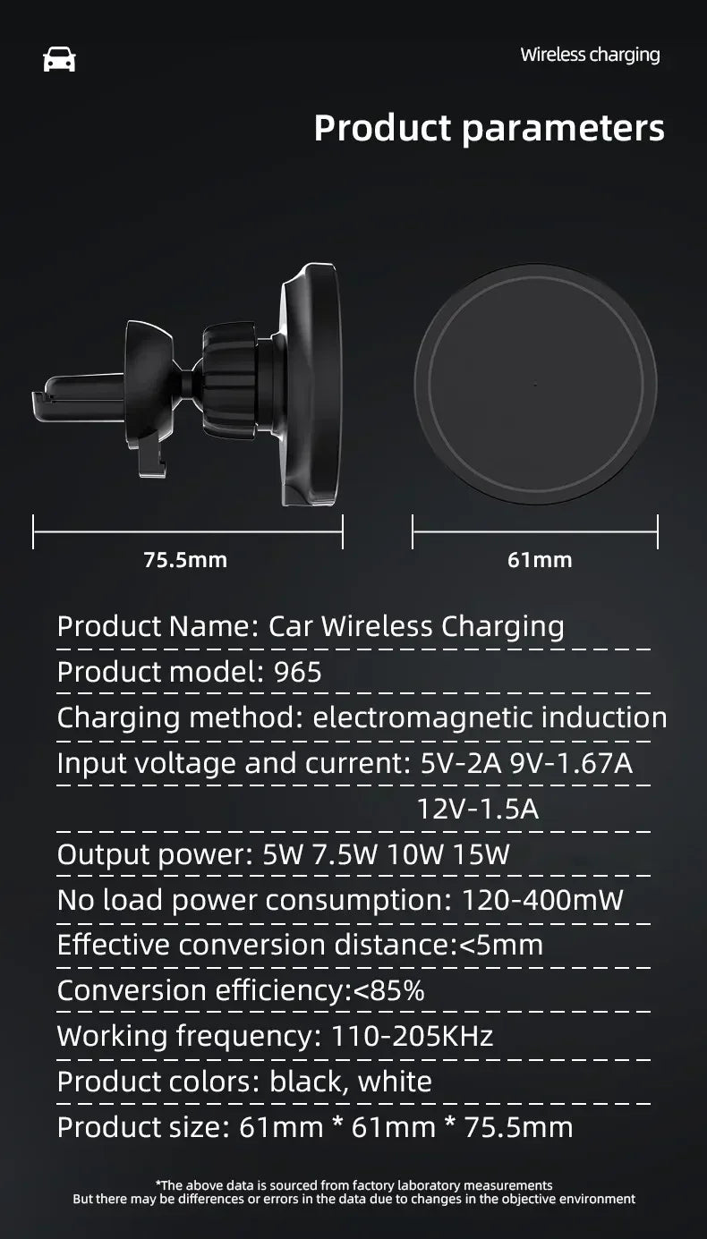 30W Magnetic Wireless Car Charger with Air Vent Mount for iPhone 12 13 14 and 15 Series
