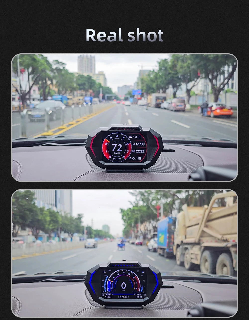 OBD + GPS P24 Car Head-Up Display (HUD) – Digital Speedometer with On-Board Computer