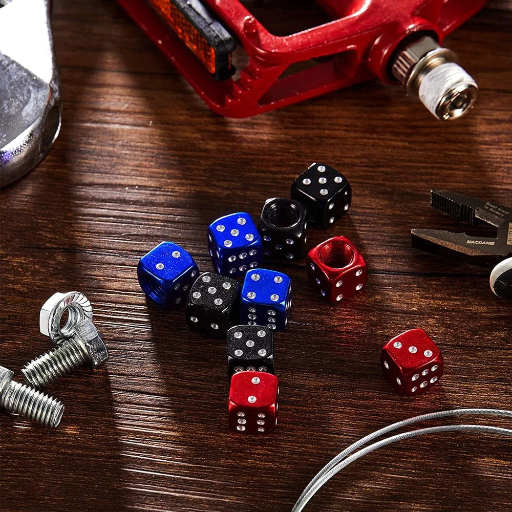 Aluminum Dice Tire Valve Cap Set for Car Motorcycle Bicycle or Truck