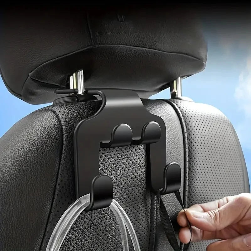 Car Headrest Hook with Phone Holder – Back Seat Organizer and Mobile Stand