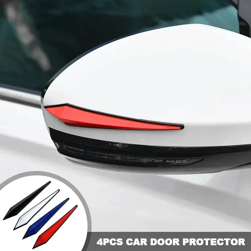 4PCS Car Anti-Scratch Protective Stickers – Bumper, Door, Rearview Mirror Edge Guard Rubber Strips