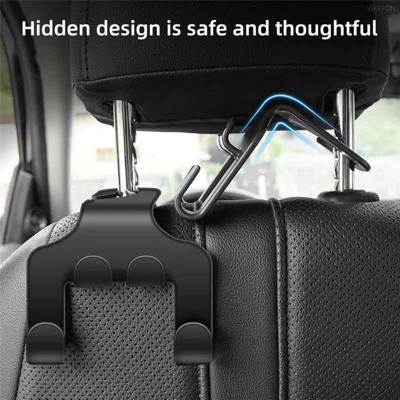 Car Headrest Hook with Phone Holder – Back Seat Organizer and Mobile Stand