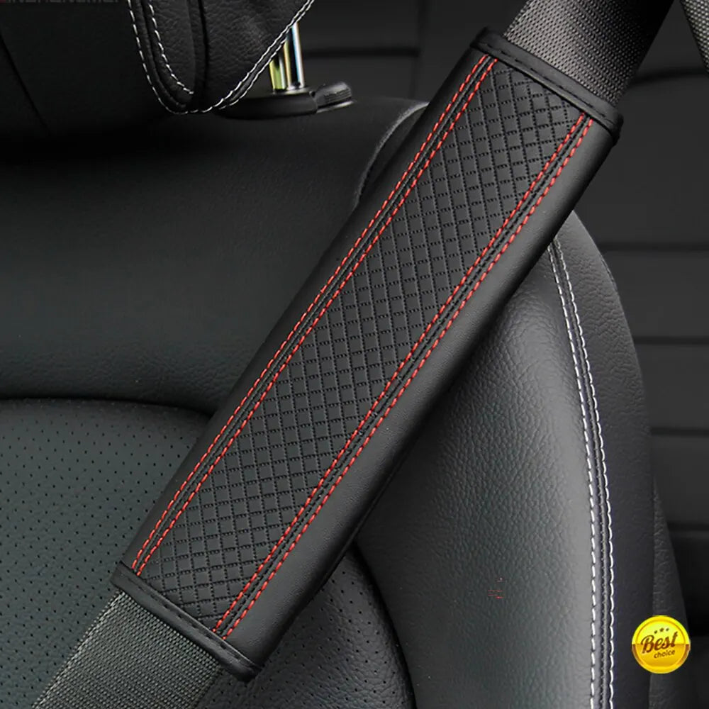 PU Leather Embossed Car Seat Belt Shoulder Cover – Comfort & Decompression Pad