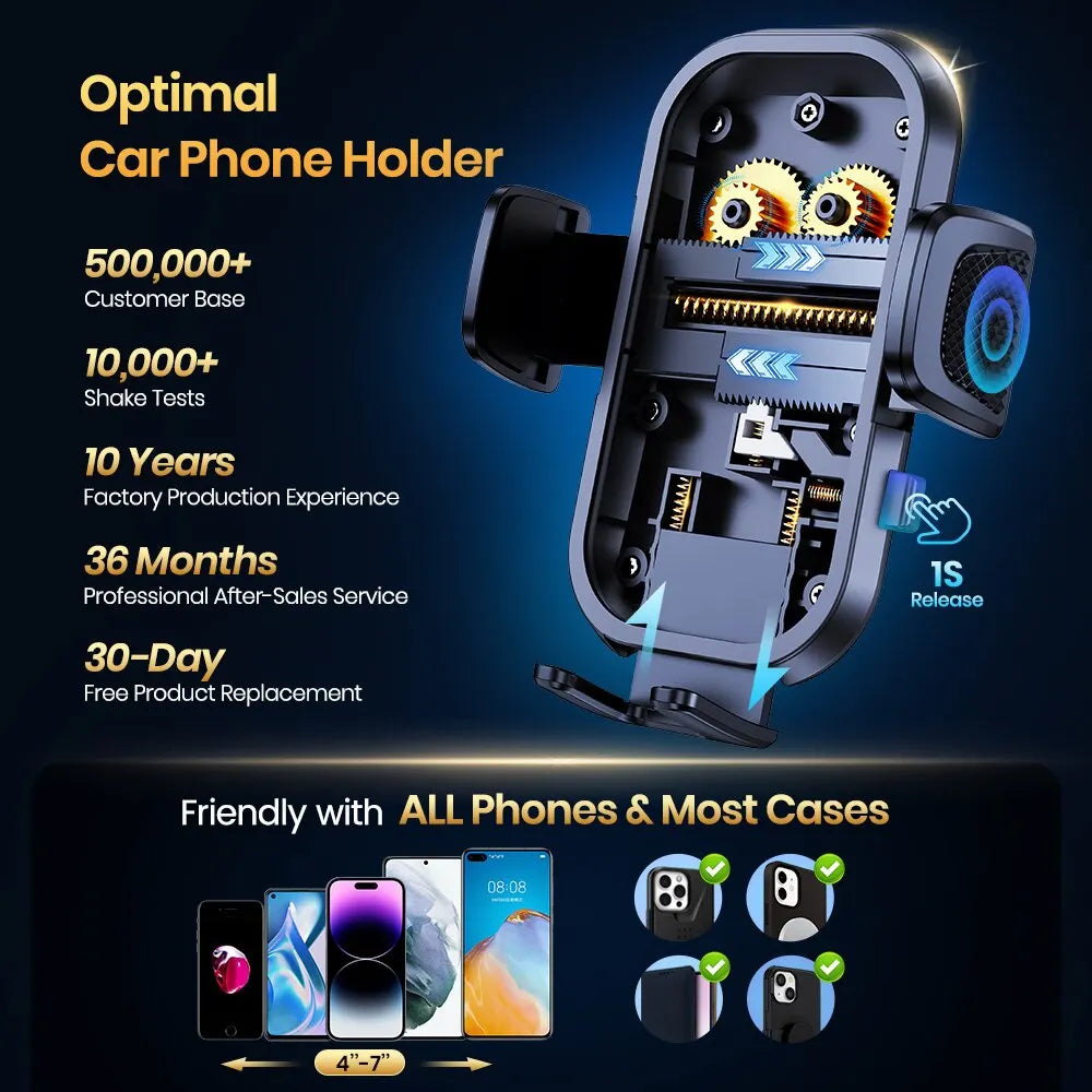 Universal Car Phone Holder for Air Vent with Gravity Clamp Design