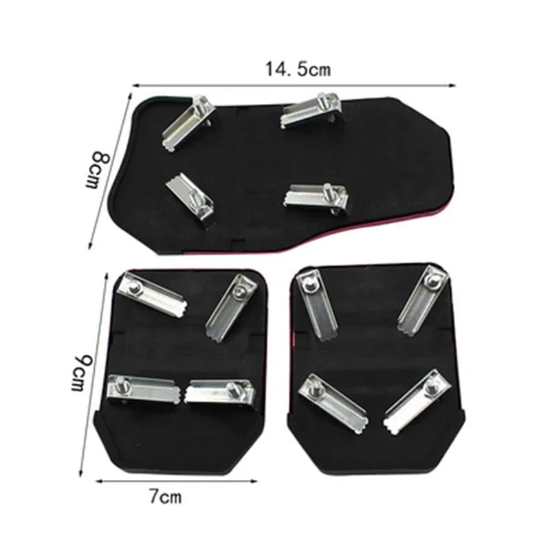 Universal Aluminum Manual Car Pedal Covers Set of 3 Non Slip Sport Style in Red Blue or Silver