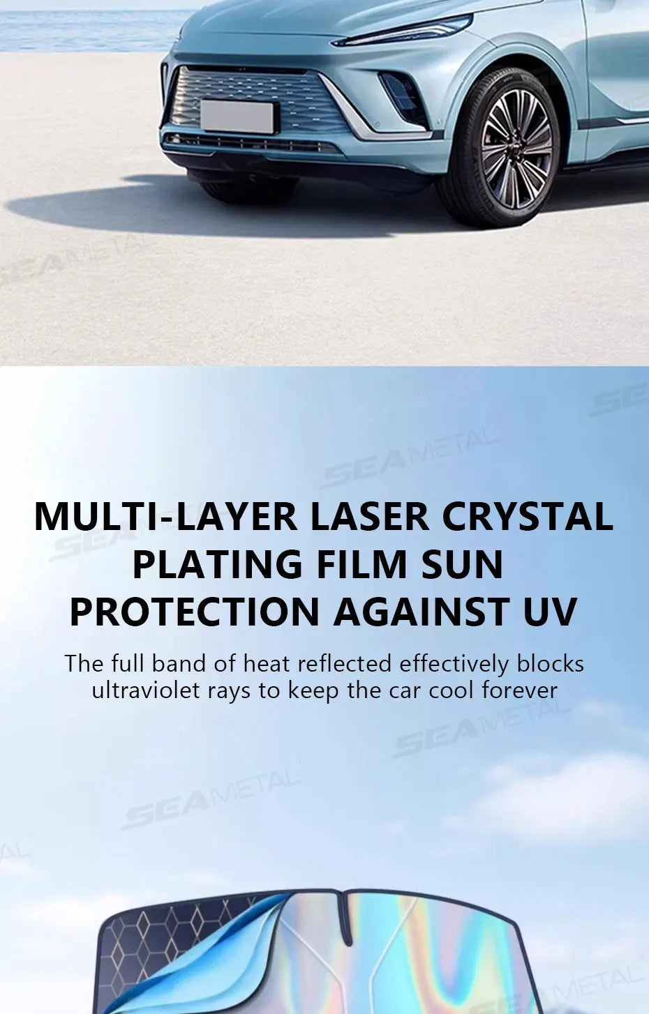 SEAMETAL Foldable Windshield Sunshade Thick 5-Layer Windscreen Sun Protection Cover Privacy Curtain Universal for Sedan Suv Mpv