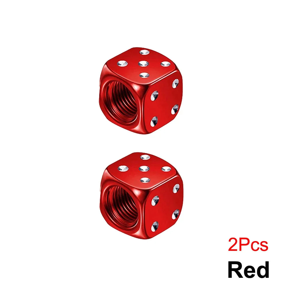 Aluminum Dice Tire Valve Cap Set for Car Motorcycle Bicycle or Truck