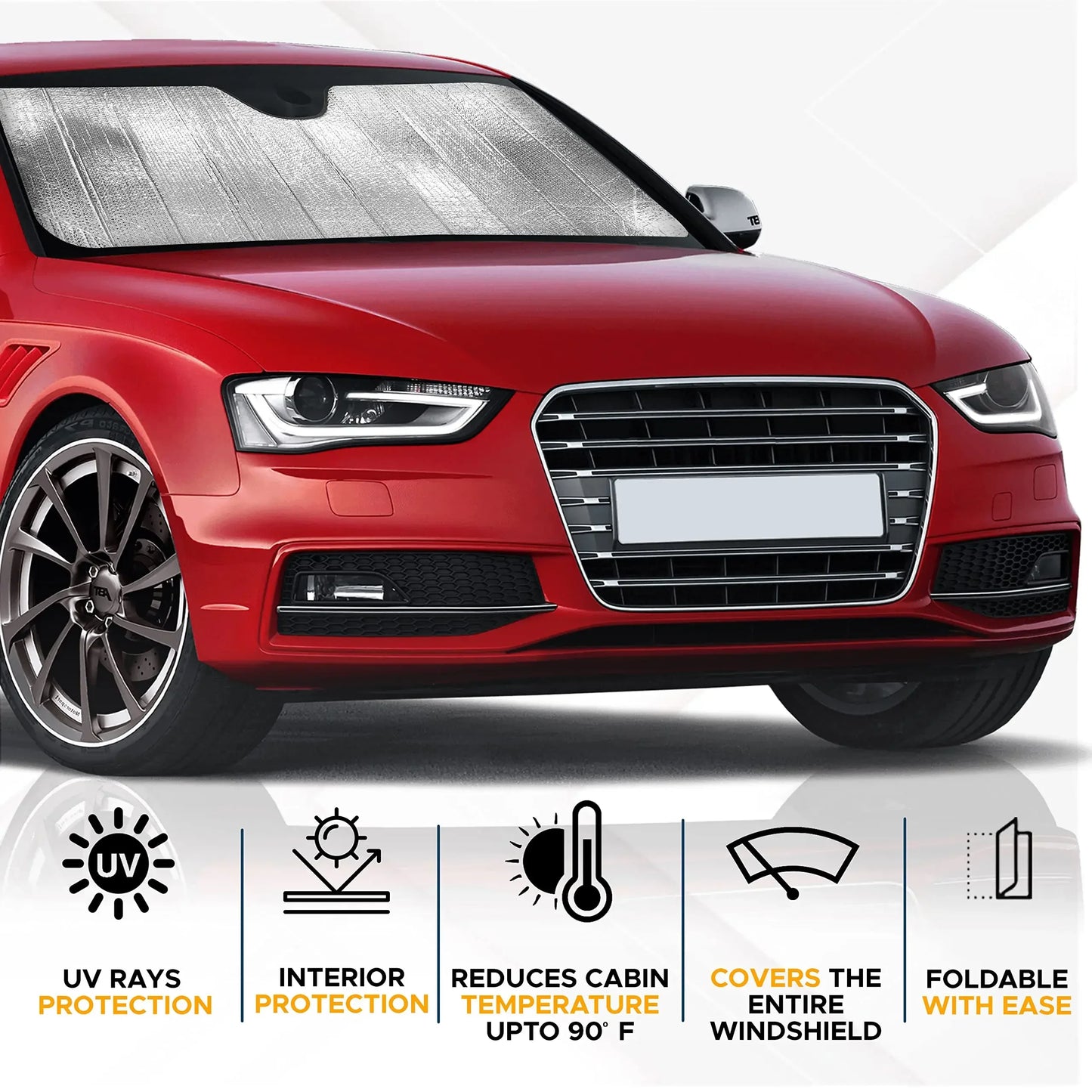 Foldable Aluminum Car Windshield Sunshade UV and Heat Protection