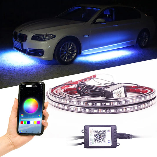 RGB LED Underglow Light Kit for Cars – 12V Universal Ambient Lighting with App Control