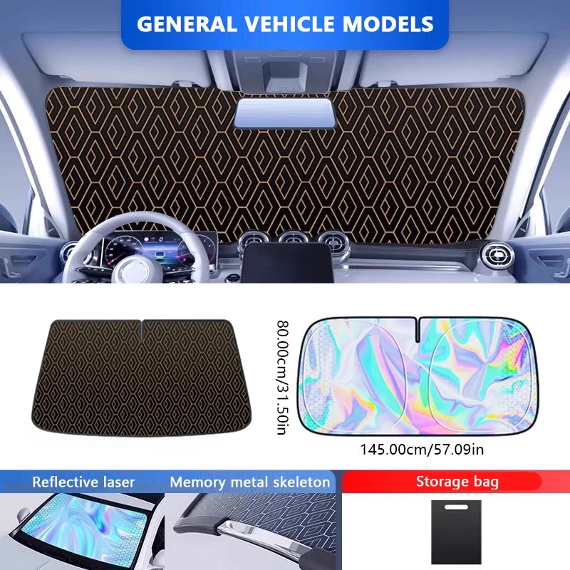 SEAMETAL Foldable Windshield Sunshade Thick 5-Layer Windscreen Sun Protection Cover Privacy Curtain Universal for Sedan Suv Mpv