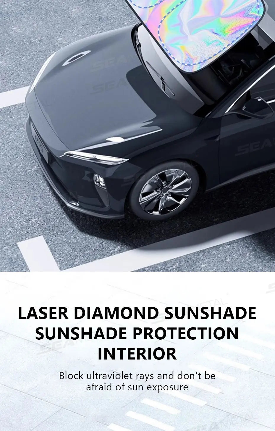 SEAMETAL Foldable Windshield Sunshade Thick 5-Layer Windscreen Sun Protection Cover Privacy Curtain Universal for Sedan Suv Mpv