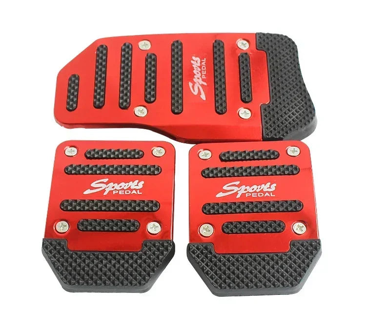 Aluminum Car Pedal Cover Set for Automatic Transmission in Red Blue or Silver