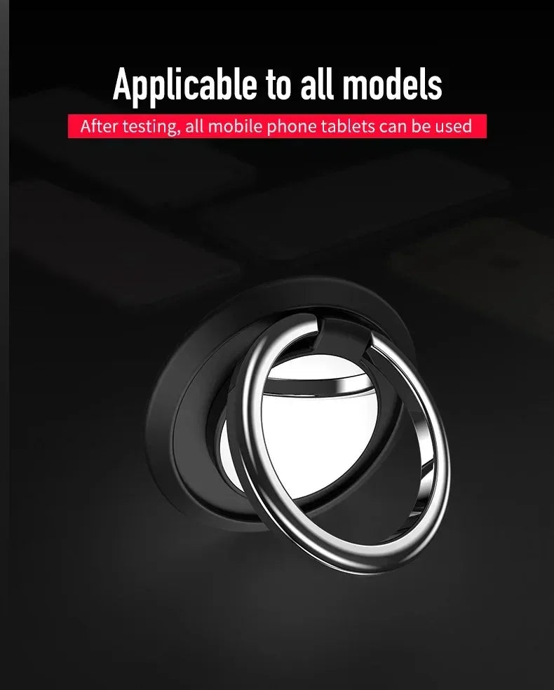 360° Rotating Finger Ring Holder Stand – Magnetic Car Mount Phone Grip with Universal Back Sticker