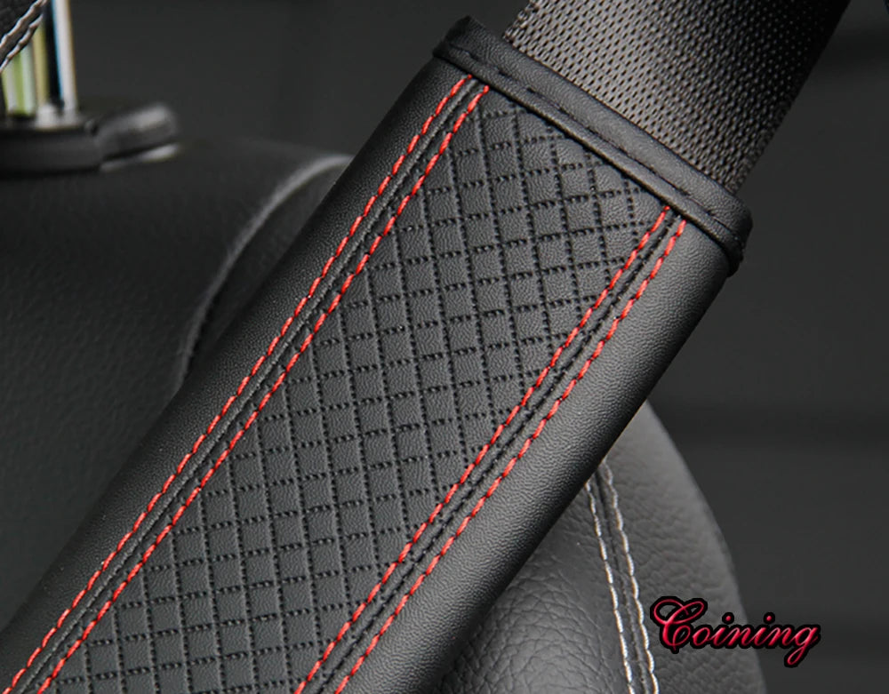 PU Leather Embossed Car Seat Belt Shoulder Cover – Comfort & Decompression Pad