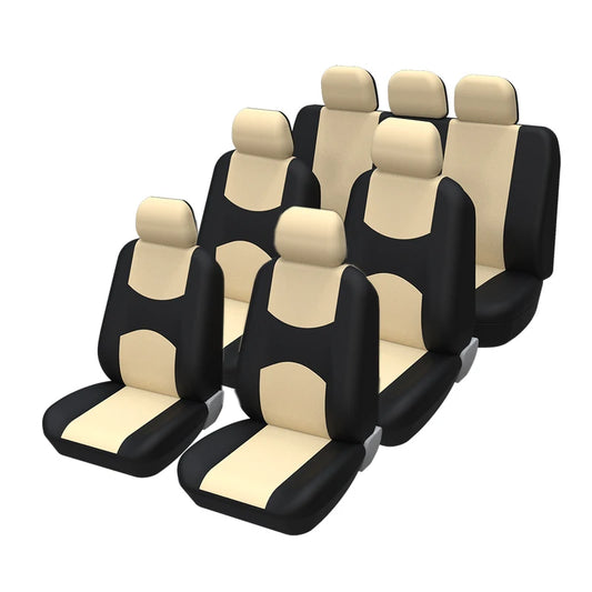 Universal Car Seat Cover Set Airbag Compatible with Breathable Fabric for 1,2,5, or 7 Seats