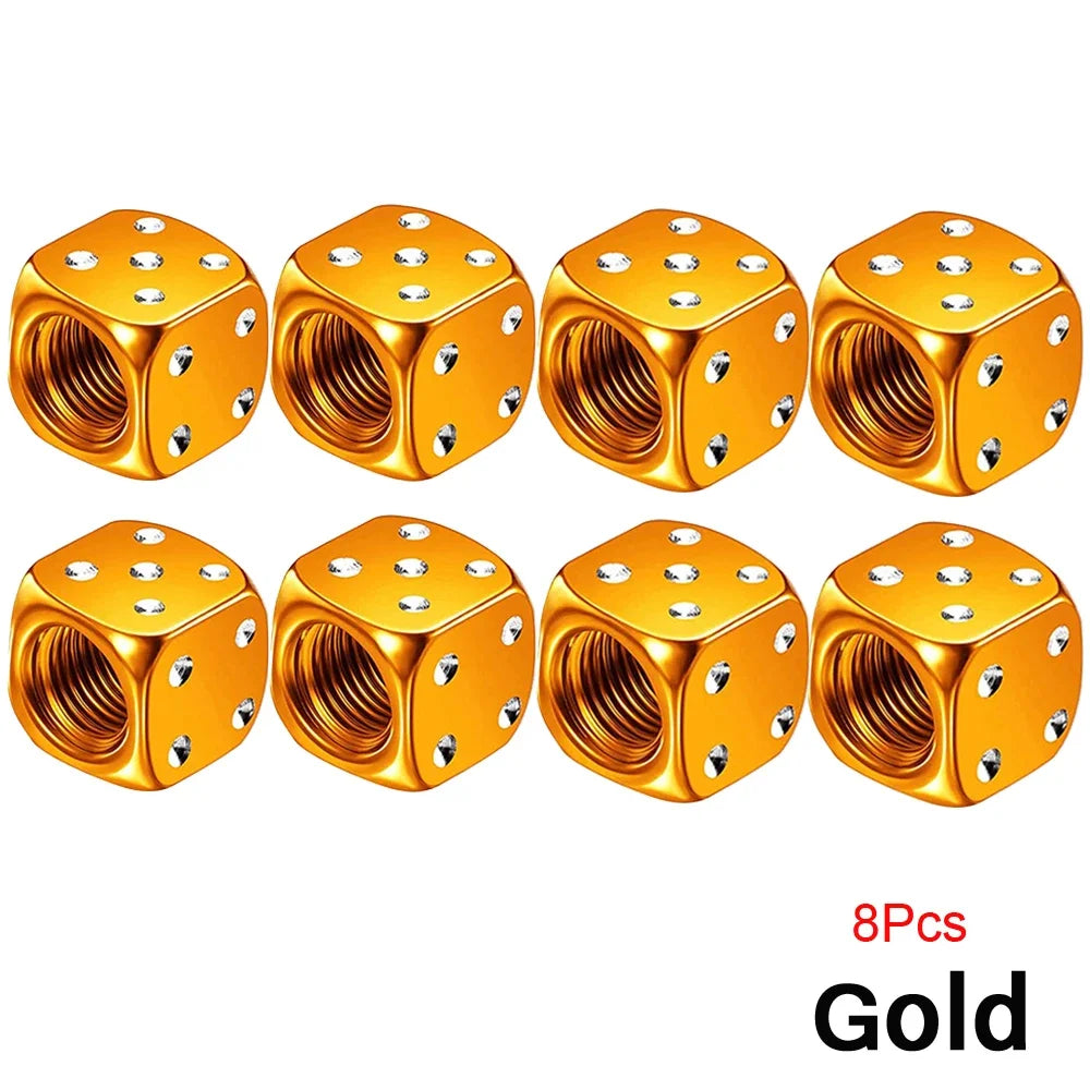 Aluminum Dice Tire Valve Cap Set for Car Motorcycle Bicycle or Truck