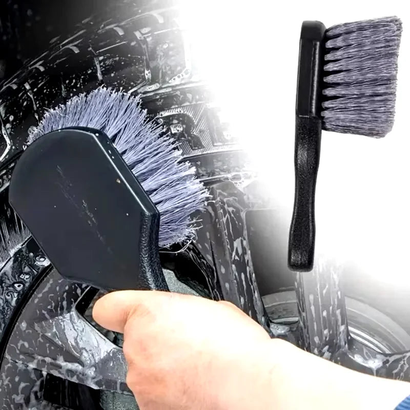 Car Wheel Cleaning Brush Set – Short Handle Detail Brush for Tire and Rim Washing