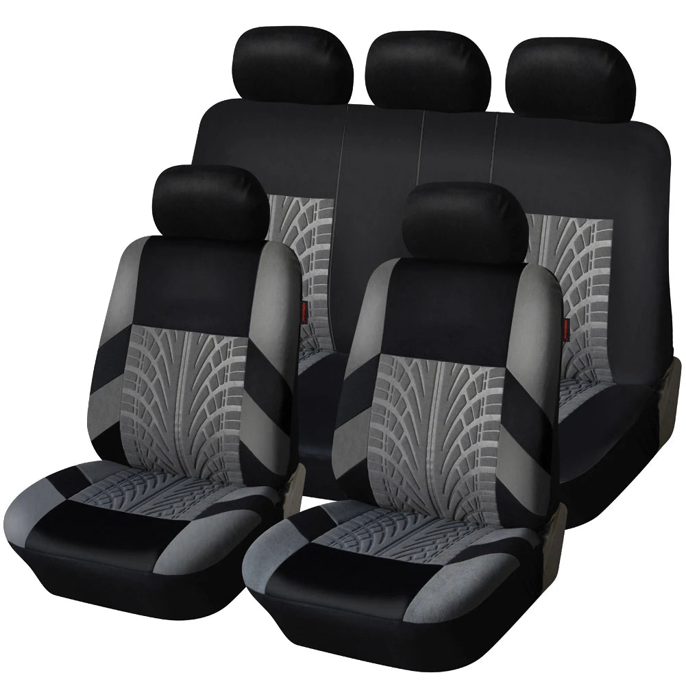 Universal Car Seat Cover Set with Embroidered Design for All Season Comfort