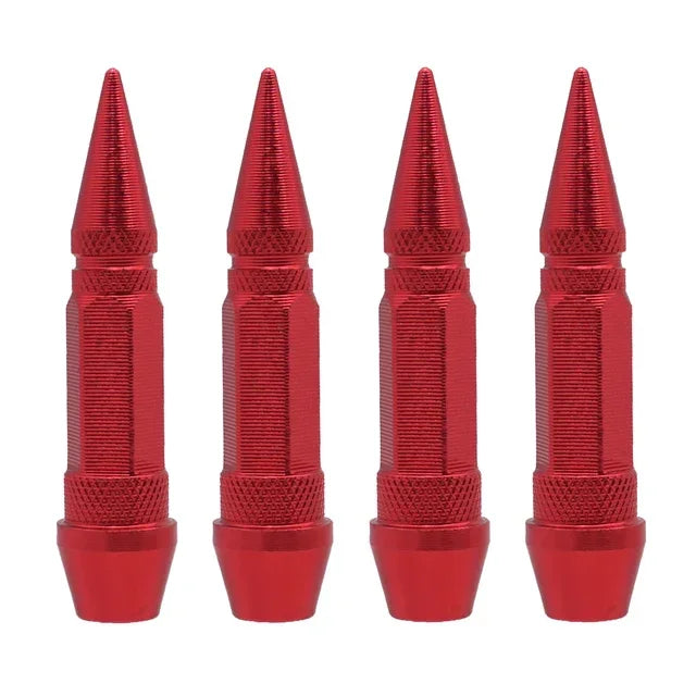 Bullet Style Tire Valve Caps Set of Four Universal Fit for Car Motorcycle and Bicycle