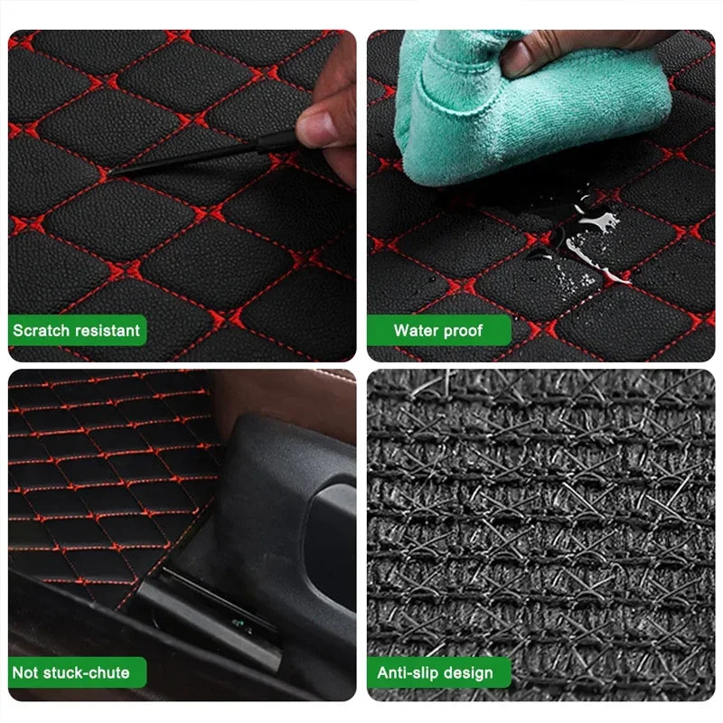 4PCS Universal PU Leather Car Floor Mats – Waterproof Front & Rear Foot Pad Protector Set
