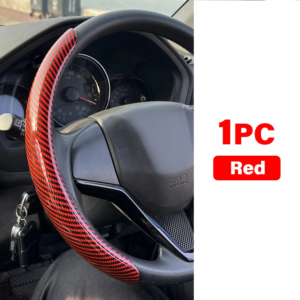 Glossy Carbon Fiber Style Steering Wheel Trim Cover for 15 Inch Wheels