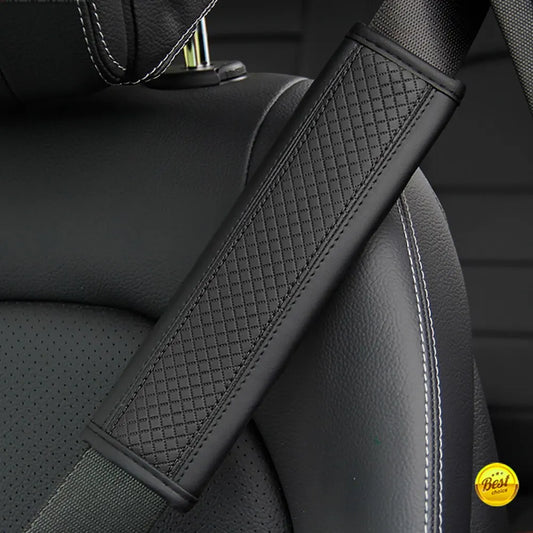 PU Leather Embossed Car Seat Belt Shoulder Cover – Comfort & Decompression Pad