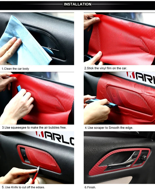 3D Carbon Fiber Vinyl Wrap Roll for Car Interior Customization 30 x 127 cm
