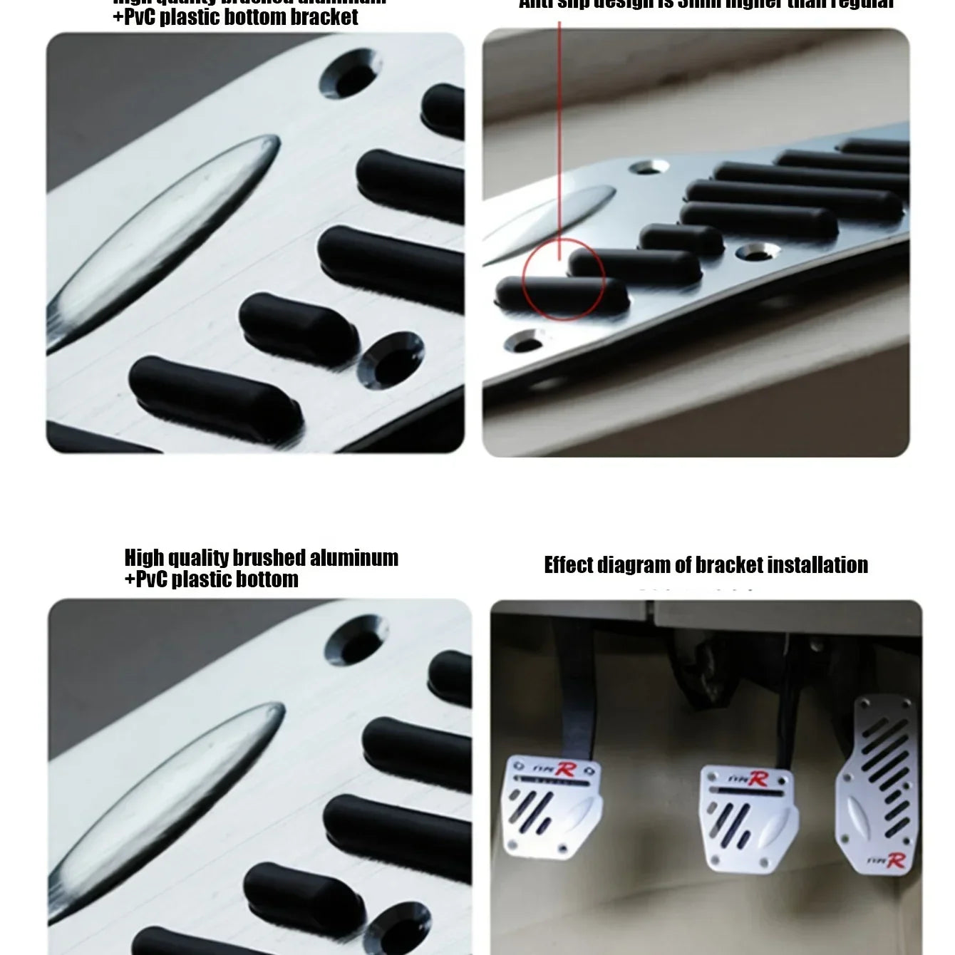 Universal Aluminum Pedal Cover Set for Manual Cars