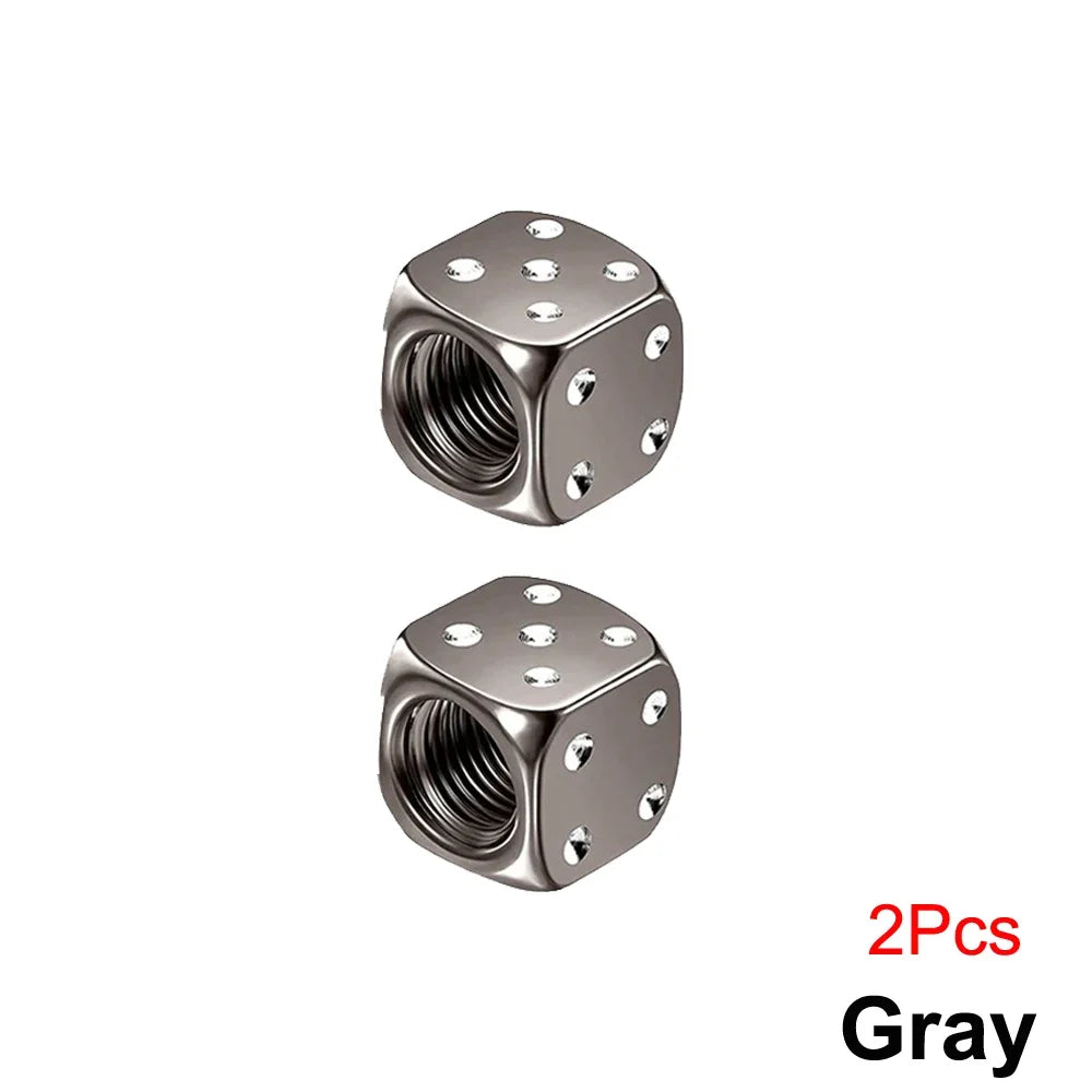 Aluminum Dice Tire Valve Cap Set for Car Motorcycle Bicycle or Truck