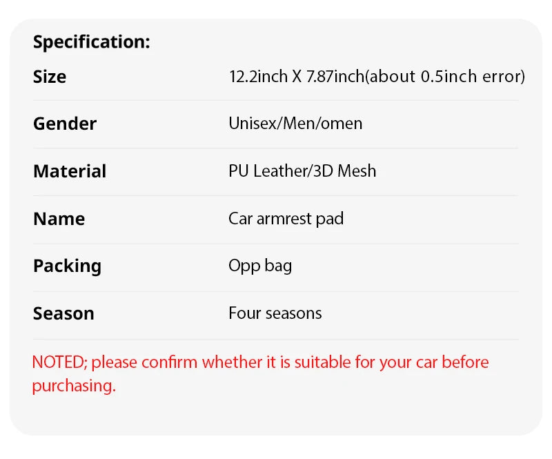 Universal PU Leather Car Armrest Cover Mat – Non-Slip Central Armrest Box Pad (Black)