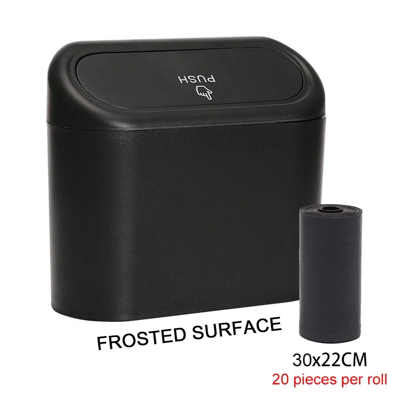 Compact Hanging Car Trash Bin with Lid Push to Open Design for Clean and Organized Interiors