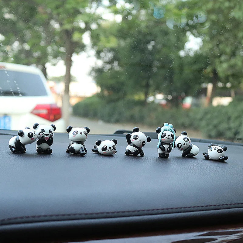 Mini Panda Dashboard Decor Set – 8 Piece Cute Interior Accessories