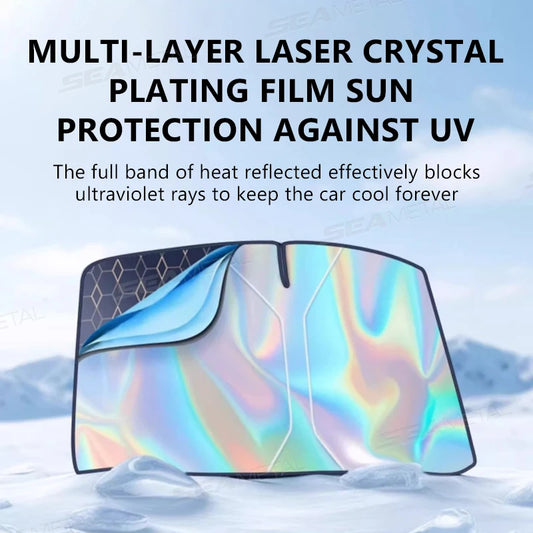 SEAMETAL Foldable Windshield Sunshade Thick 5-Layer Windscreen Sun Protection Cover Privacy Curtain Universal for Sedan Suv Mpv
