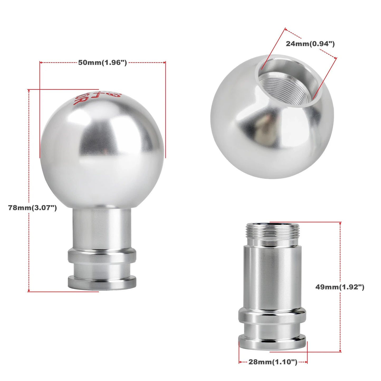 Universal Aluminum Gear Shift Knob for Manual and Automatic Cars