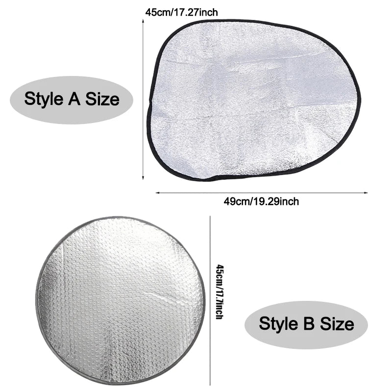 Double Thick Foldable Car Steering Wheel Sun Shade – Anti-UV Silver Cover