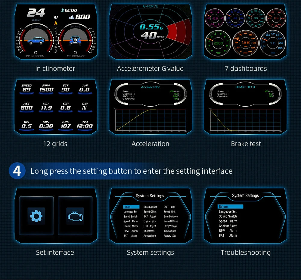 OBD + GPS P24 Car Head-Up Display (HUD) – Digital Speedometer with On-Board Computer