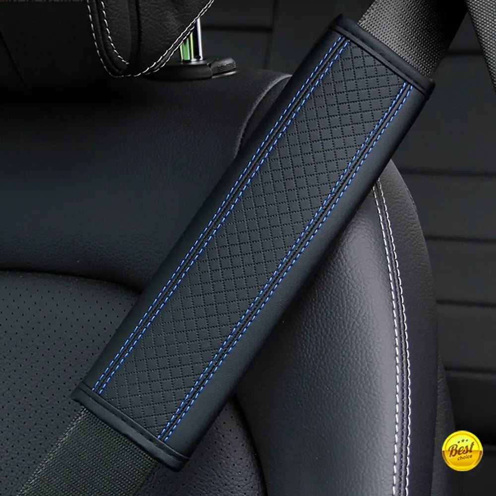 PU Leather Embossed Car Seat Belt Shoulder Cover – Comfort & Decompression Pad