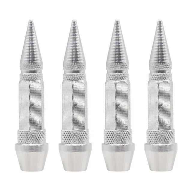 Bullet Style Tire Valve Caps Set of Four Universal Fit for Car Motorcycle and Bicycle