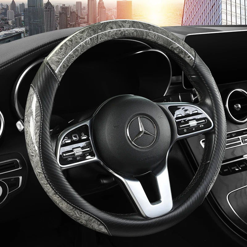 Peach Wood Grain Steering Wheel Cover for 14.5 to 15 Inch Wheels