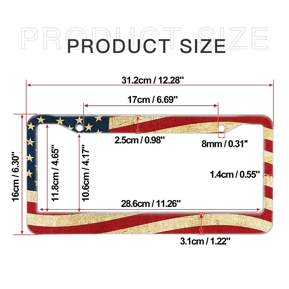 2-Pack Aluminum Alloy License Plate Frames – American Flag Design with Screws, Fits U.S. Plates