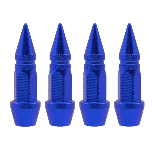 Bullet Style Tire Valve Caps Set of Four Universal Fit for Car Motorcycle and Bicycle