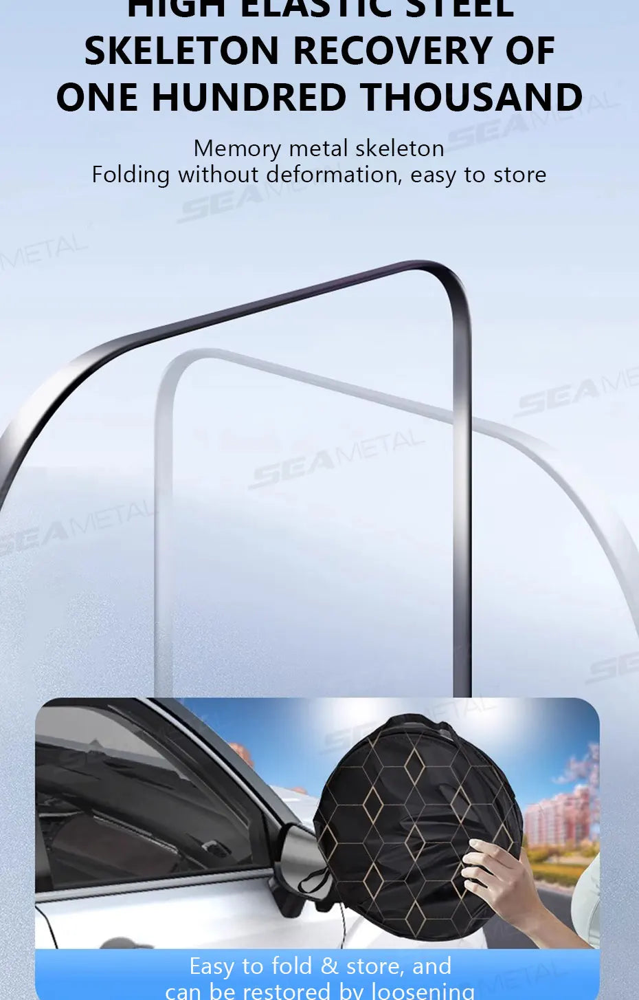 SEAMETAL Foldable Windshield Sunshade Thick 5-Layer Windscreen Sun Protection Cover Privacy Curtain Universal for Sedan Suv Mpv