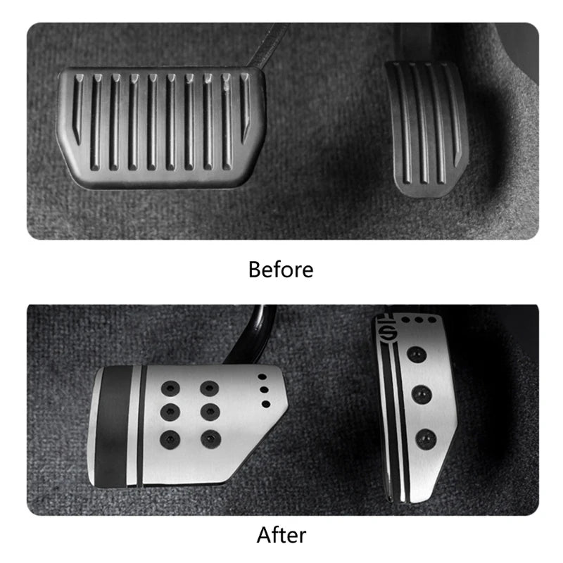 Anti-Slip Aluminum Pedal Cover Set – Accelerator, Brake, Clutch & Foot-Rest (Fits Most Manual & Automatic Cars)