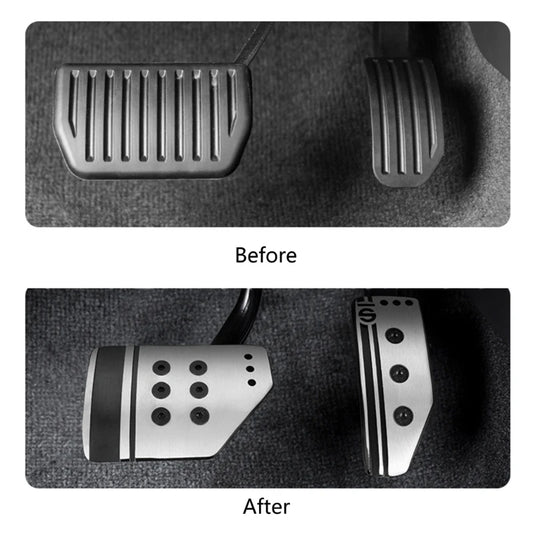 Anti-Slip Aluminum Pedal Cover Set – Accelerator, Brake, Clutch & Foot-Rest (Fits Most Manual & Automatic Cars)