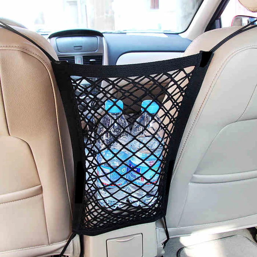 Pet Car Barrier with Automatic Safety Mesh & Storage Bag – Back Seat Safety Protector Net